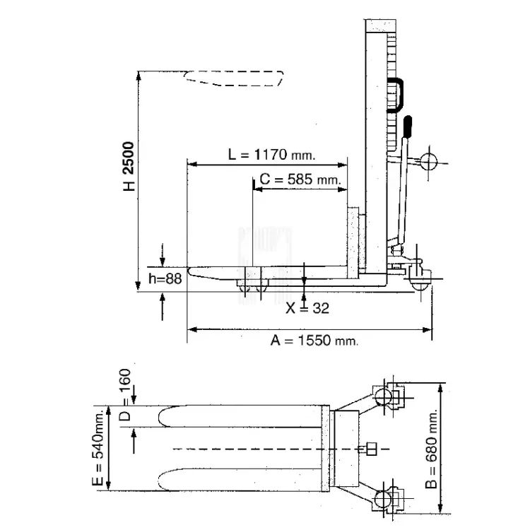Empilhador Manual AYERBE AY-2500 1000kg 2500mm