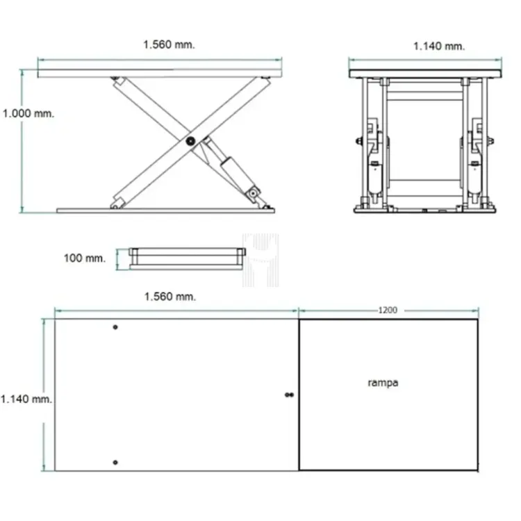 Mesa de Elevação Elétrica Extra-Plana ND 2000 Kg 380V