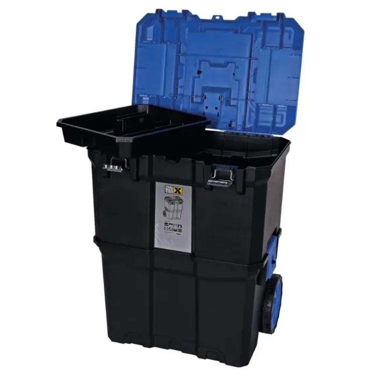 Trolley com 2 Caixas de Ferramentas TOOLBOX4YOU em Plástico PP Azul e Preto