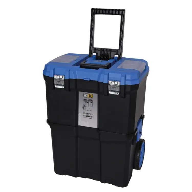 Trolley com 2 Caixas de Ferramentas TOOLBOX4YOU em Plástico PP Azul e Preto