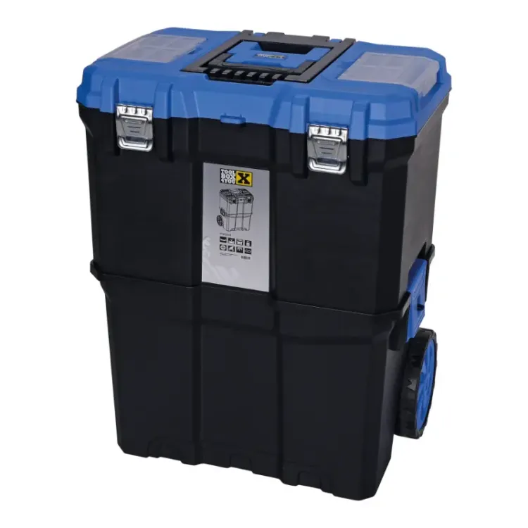 Trolley com 2 Caixas de Ferramentas TOOLBOX4YOU em Plástico PP Azul e Preto