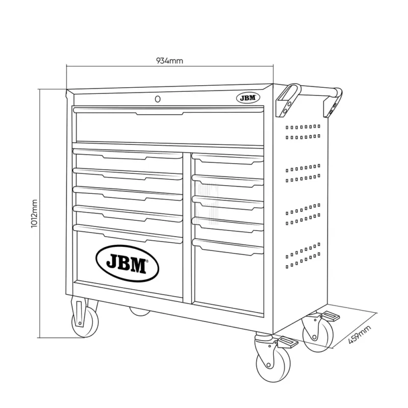 Carro de Ferramentas JBM 11 Gavetas 93kg Aço Inoxidável
