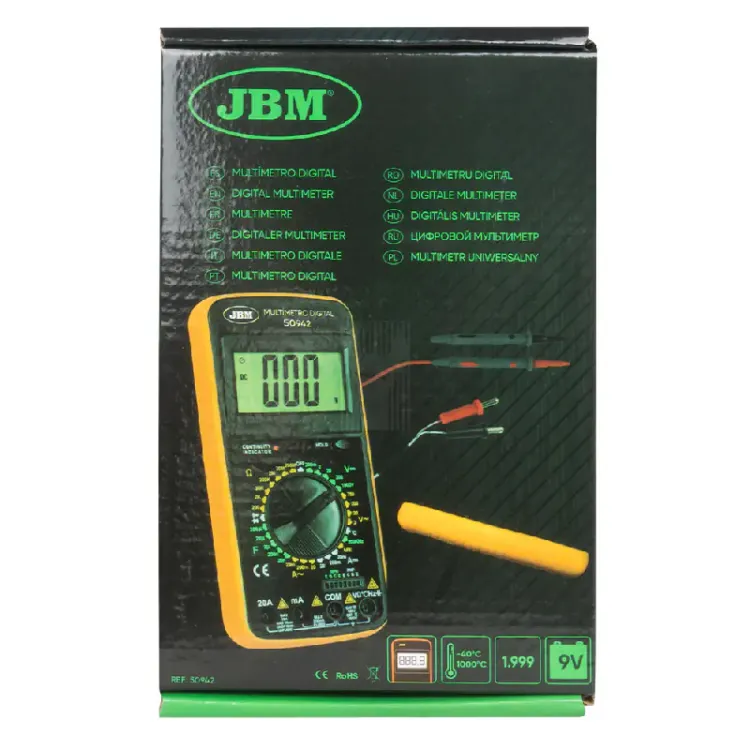 Multímetro Digital JBM com Sonda de Temperatura e Proteção Lateral