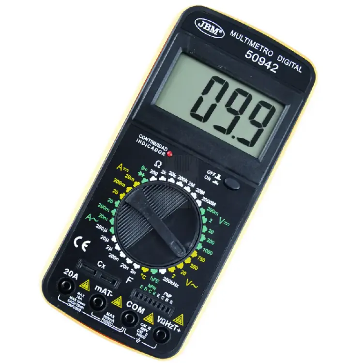 Multímetro Digital JBM com Sonda de Temperatura e Proteção Lateral