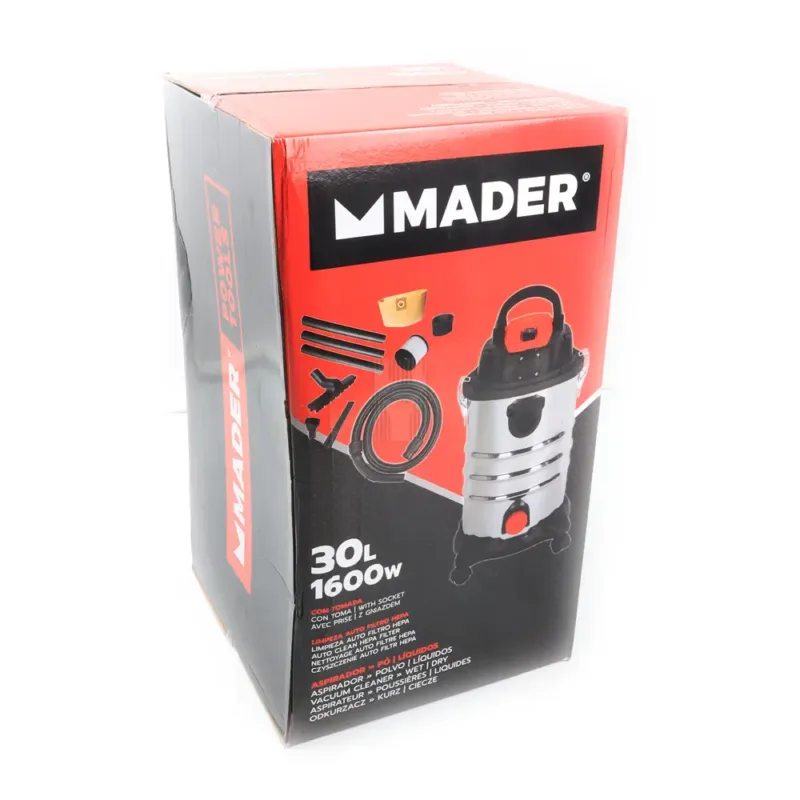 Aspirador de Pó e Líquidos MADER 30L 1600W 230V 18kPa