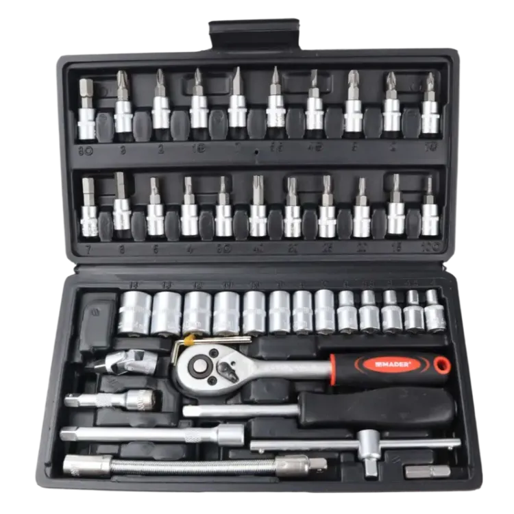 Jogo de Chaves de Caixa CRV 1/4" 46 Peças MADER