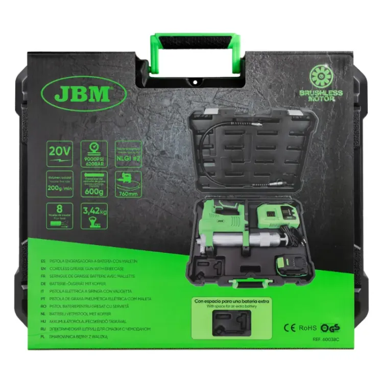 Pistola de Lubrificação a Bateria JBM 20V 620 BAR