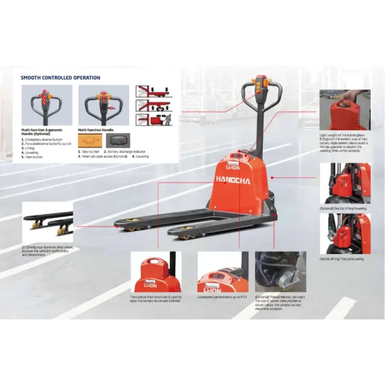 Porta-paletes Elétrico HC Bateria de Lítio 24V 2000 kg