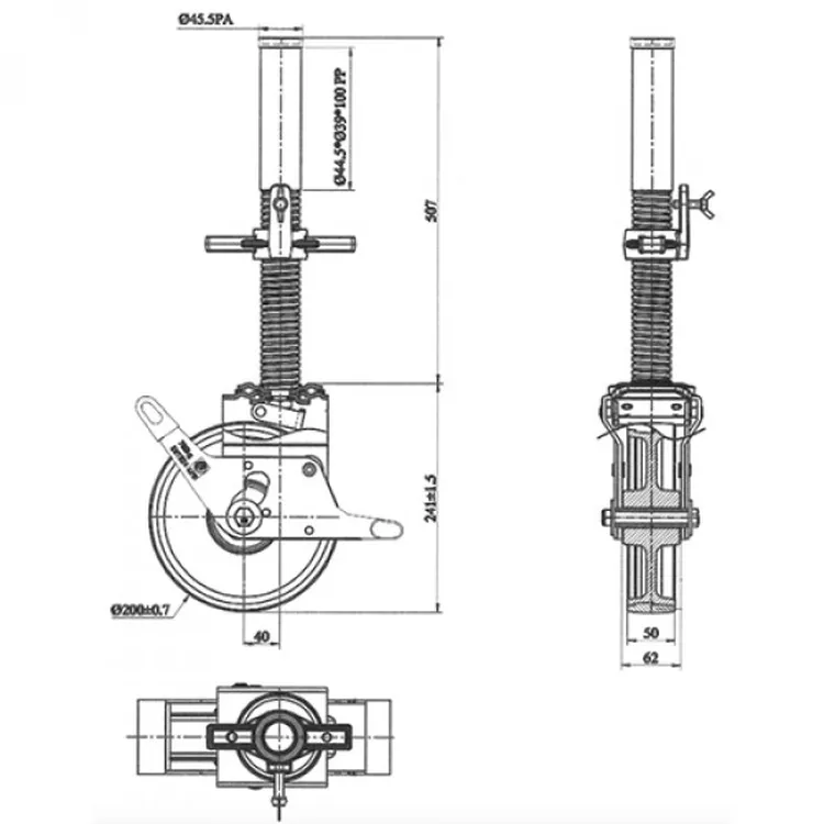 Rodízio de Andaime Regulável SCAL 200mm 700kg M38