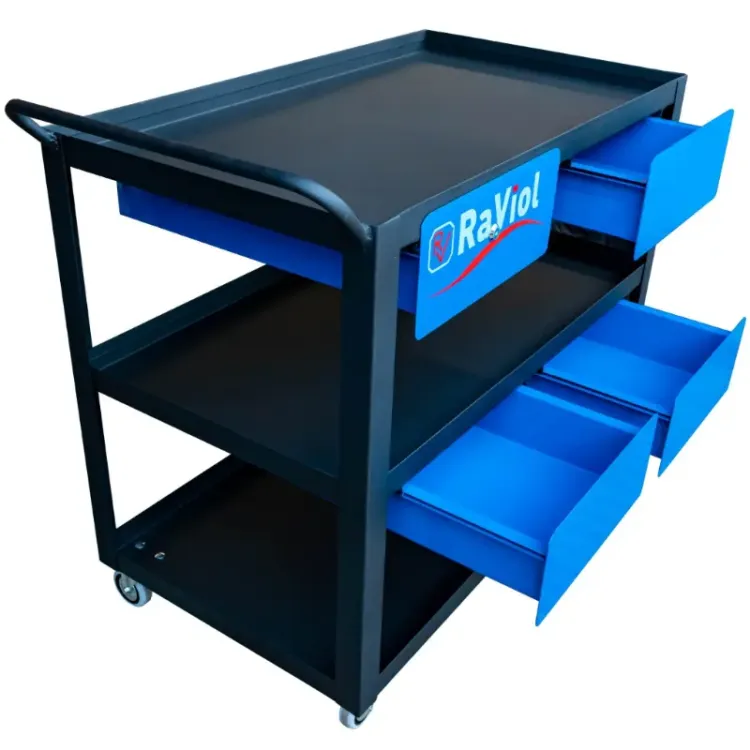 Carrinho de 3 Prateleiras com 4 Gavetas RAVIOL 400kg 505x890x860mm Carrinho de 3 Prateleiras com 4 Gavetas RAVIOL 400kg 505x890x860mm