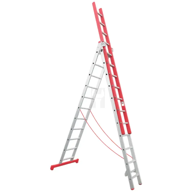 Escada Tripla em Alumínio e Fibra LIT F66 2.5+2.5+2.5m 3x9 Degraus