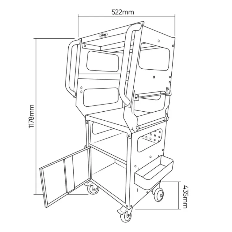 Carro para diagnóstico JBM 4 prateleiras 1178mm