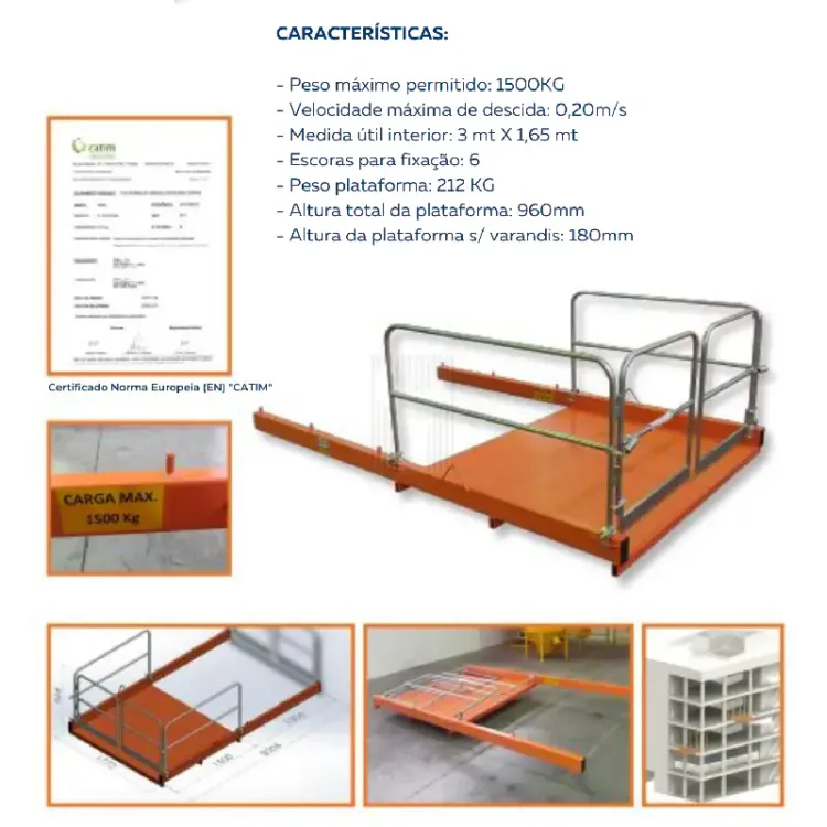 Plataforma para Varanda IRBAL 1500 kg 3x1.65m