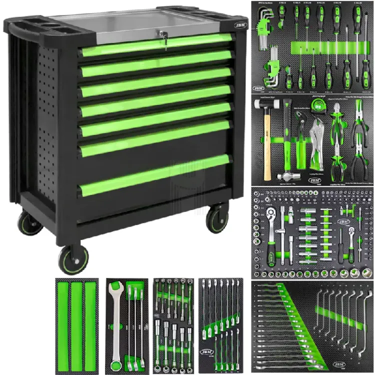CARRINHO DE FERRAMENTAS XL C/ 7 GAVETAS VERDE