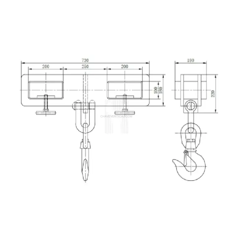 Gancho de Elevação para Empilhador ND 5000 kg 730x180x220 mm