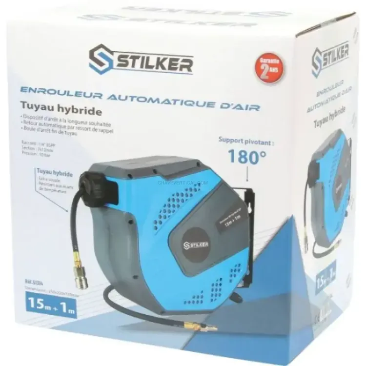 Enrolador de Ar Comprimido Giratório STILKER 10 Bar 15+1 m 8x12mm