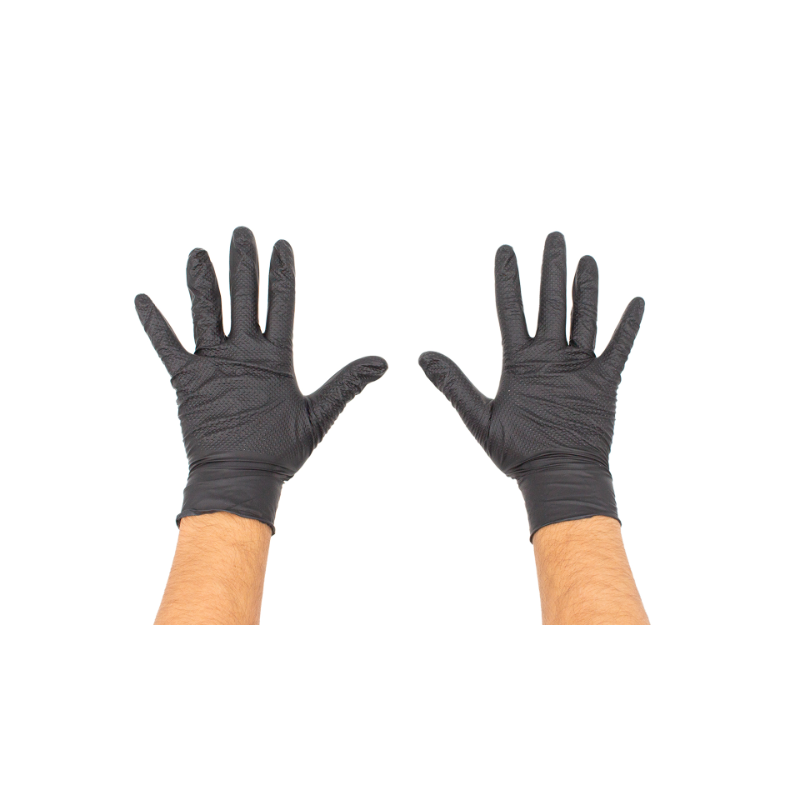 Luvas de Nitrilo Pretas Diamond Kroftools Tamanho L 7.0MIL 100 Unidades
