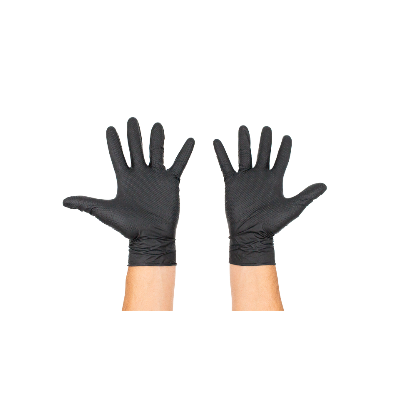 Luvas de Nitrilo Pretas Diamond Kroftools Tamanho L 7.0MIL 100 Unidades