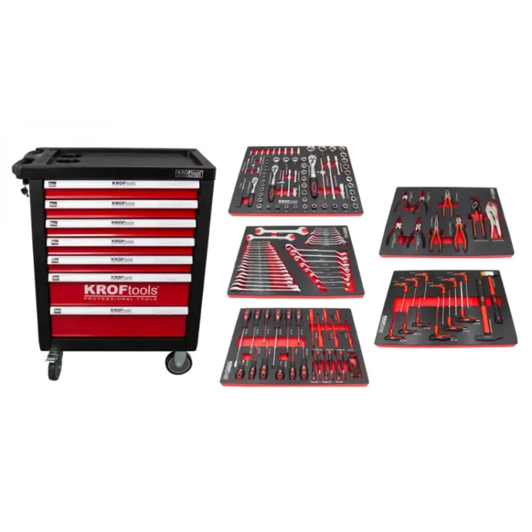 Carro de Ferramentas 7 Gavetas 160 Peças KROFTOOLS Carro de Ferramentas 7 Gavetas 160 Peças KROFTOOLS
