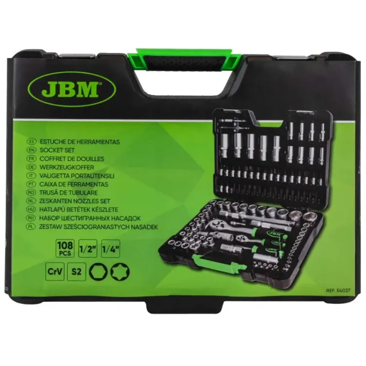 Caixa de Ferramentas JBM 108 Peças Chaves Hexagonais Zincadas