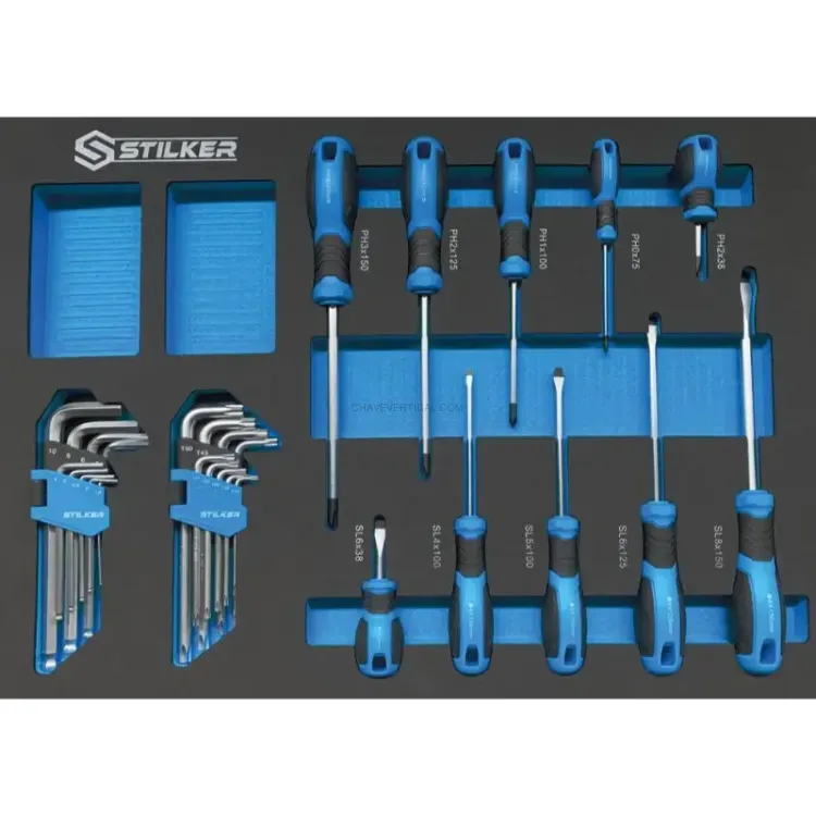 Carro de Ferramentas STILKER 7 Gavetas com 147 Peças Azul/Preto