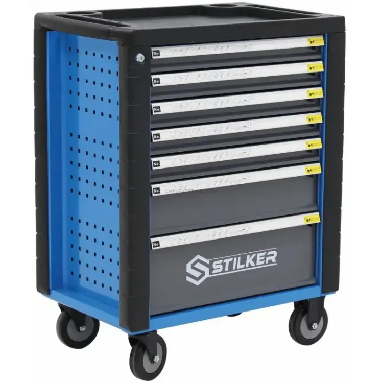 Carro de Ferramentas STILKER 7 Gavetas com 147 Peças Azul/Preto
