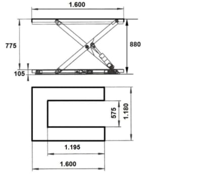 Mesa de Elevação em U ND 1500kg 380V