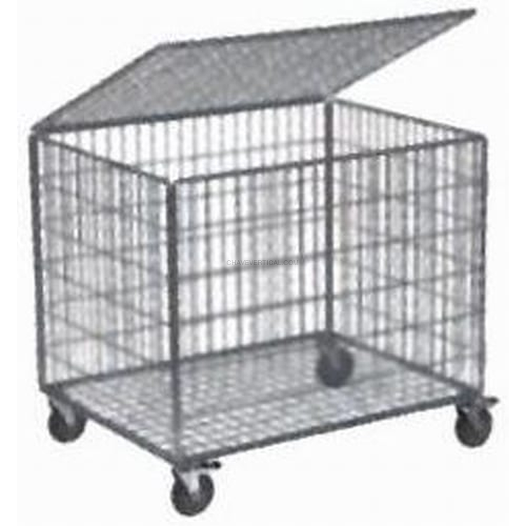 Cesto com Tampa e Rodas ND 835x625x740mm Carga 100kg