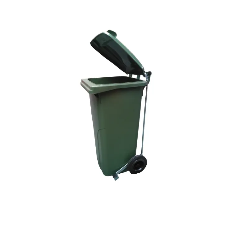 Contentor de Lixo Verde 120L com Pedal ND 120LT Polietileno Rodas Borracha