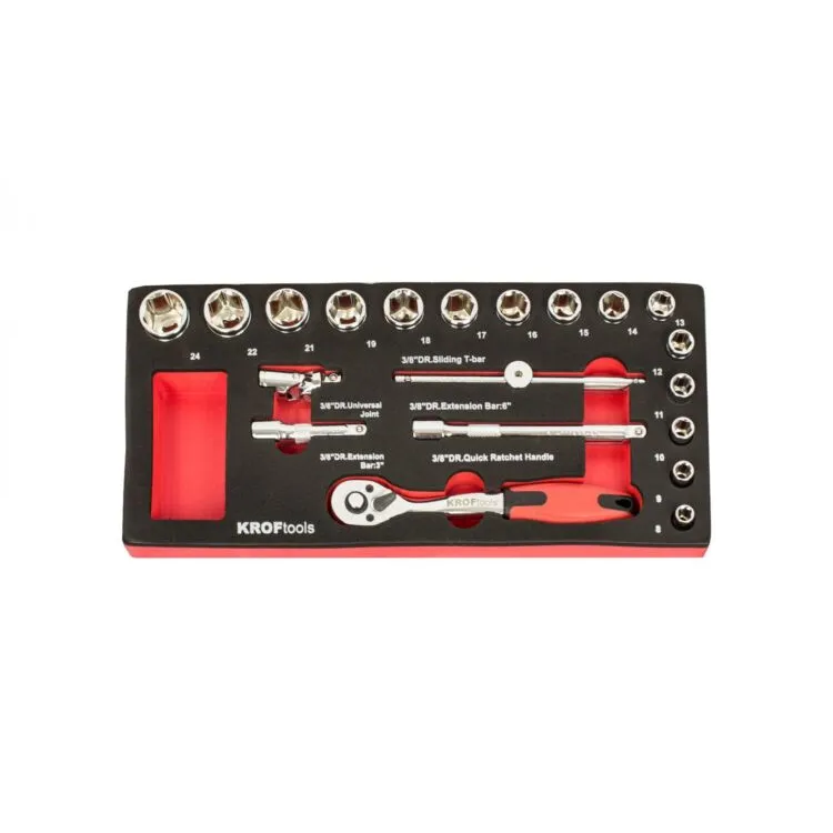 Módulo de Chaves de Caixa KROFTOOLS 3/8 20 Peças 8-24 MM