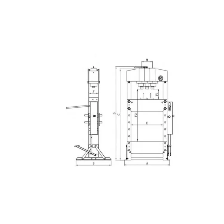 Prensa Hidráulica 50 Toneladas Dupla Velocidade e Pedal KROFTOOLS 50T 68-1048mm 200mm Curso 730mm Largura
