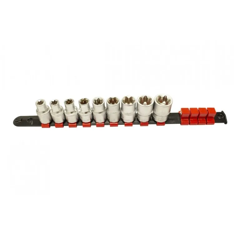 Régua 9 Chaves Caixa 1/2 Torx Fêmea Kroftools 350mm E10-E24 Régua 9 Chaves Caixa 1/2 Torx Fêmea Kroftools 350mm E10-E24
