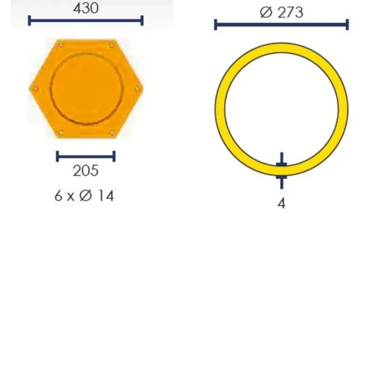 Poste de Proteção Amarelo e Preto MetalWorks POT273NJ Ø273mm 1200mm