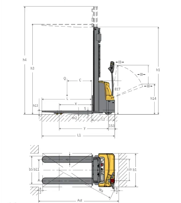 Empilhador stacker elétrico HU-LIFT 1500kg 3500mm