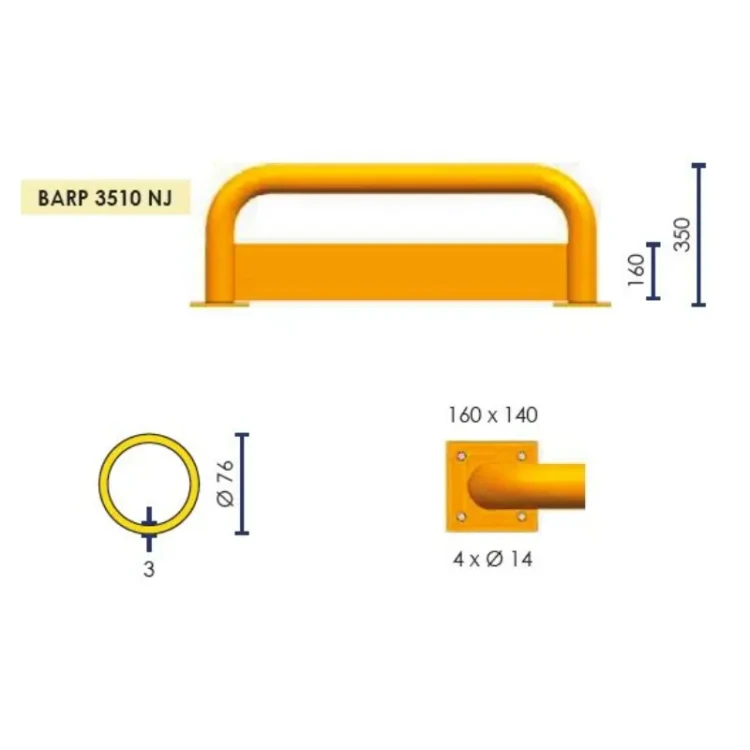 Barreira de Proteção Anti-Choque MetalWorks BARP3510NJ Ø76mm 1000x350mm