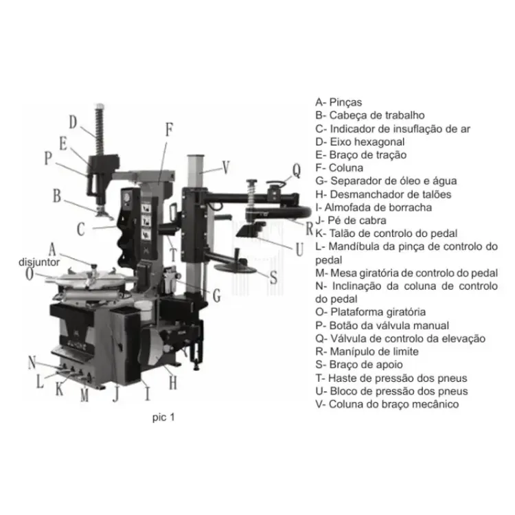 Desmontador de Pneus Automático Kroftools 12"-24" 220V