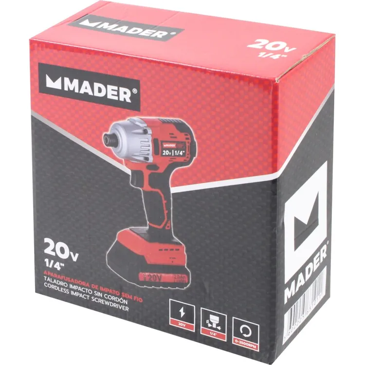 APARAFUSADORA DE IMPACTO SEM FIOS 20V MADER