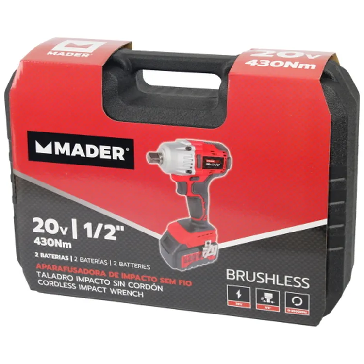 APARAFUSADORA IMPACTO SEM FIOS 430NM 20V 1/2″ 2 BATERIAS MADER