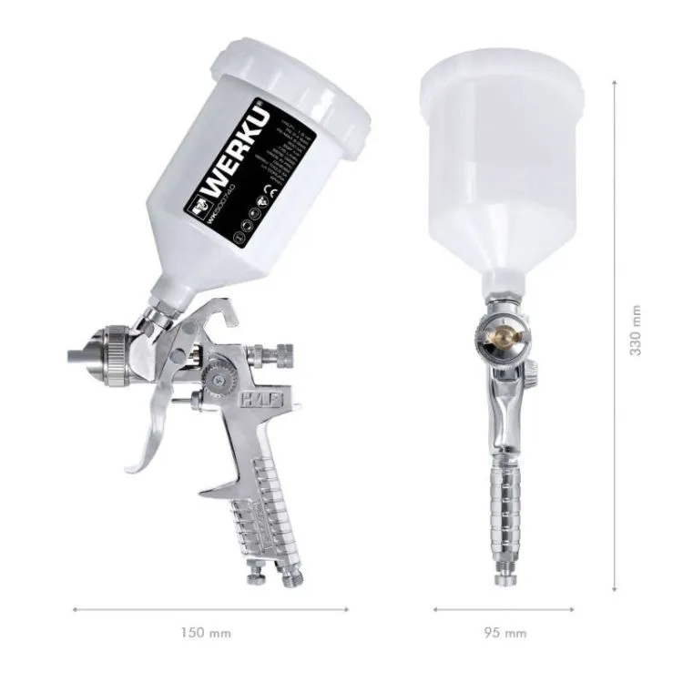PISTOLA DE PINTAR C/ COPO SUPERIOR 600ML WERKU
