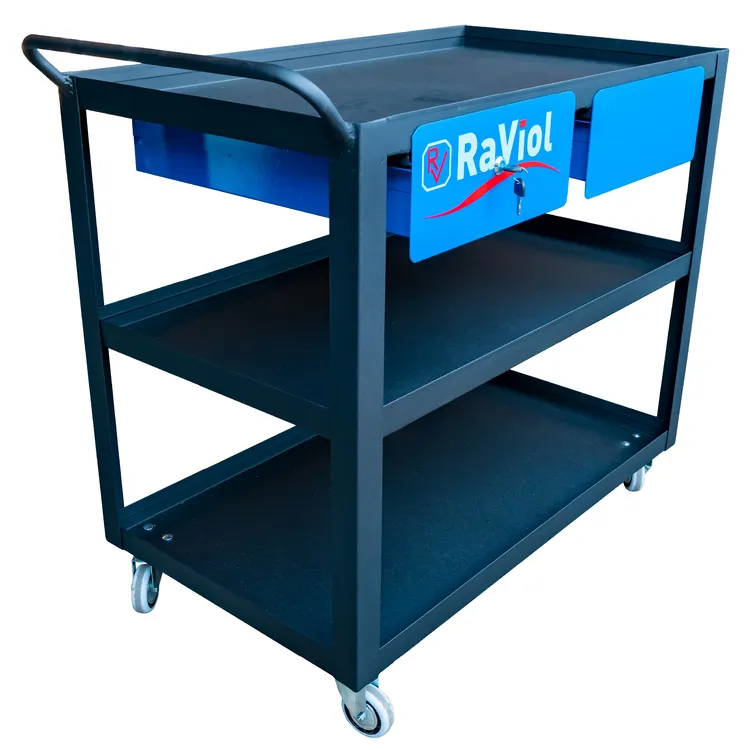 CARRO DE 3 PRATELEIRAS COM RODAS 2 GAVETAS RAVIOL