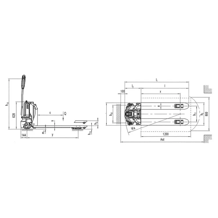 Porta-paletes Elétrico AYERBE Eleqtra 1200kg 540x1150mm