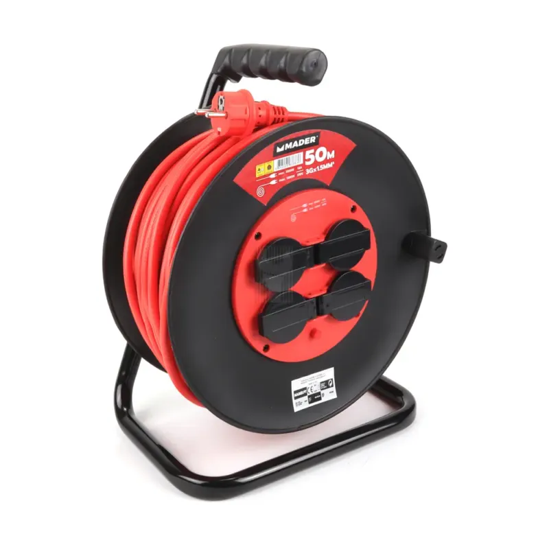 Extensão Elétrica com Enrolador Plástico MADER 50m 3Gx1.5mm² IP44 Extensão Elétrica com Enrolador Plástico MADER 50m 3Gx1.5mm² IP44
