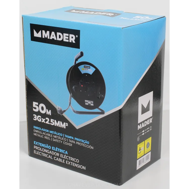 Extensão elétrica com enrolador MADER 50m 3G x 2,5 mm² IP44