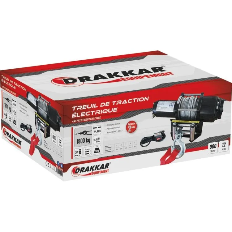 GUINCHO ELÉTRICO 12V 1800KG DRAKKAR