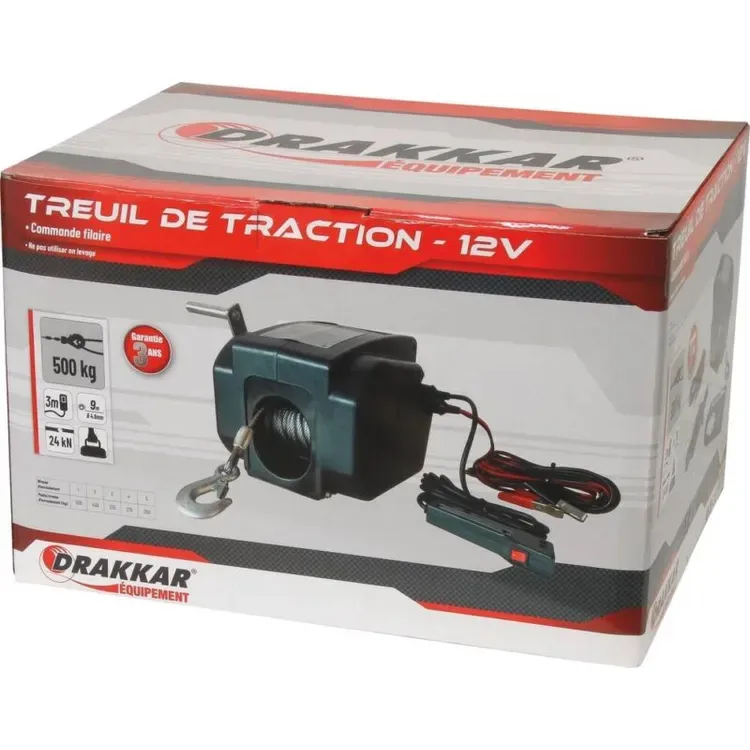 GUINCHO ELÉTRICO 12V 500KG DRAKKAR