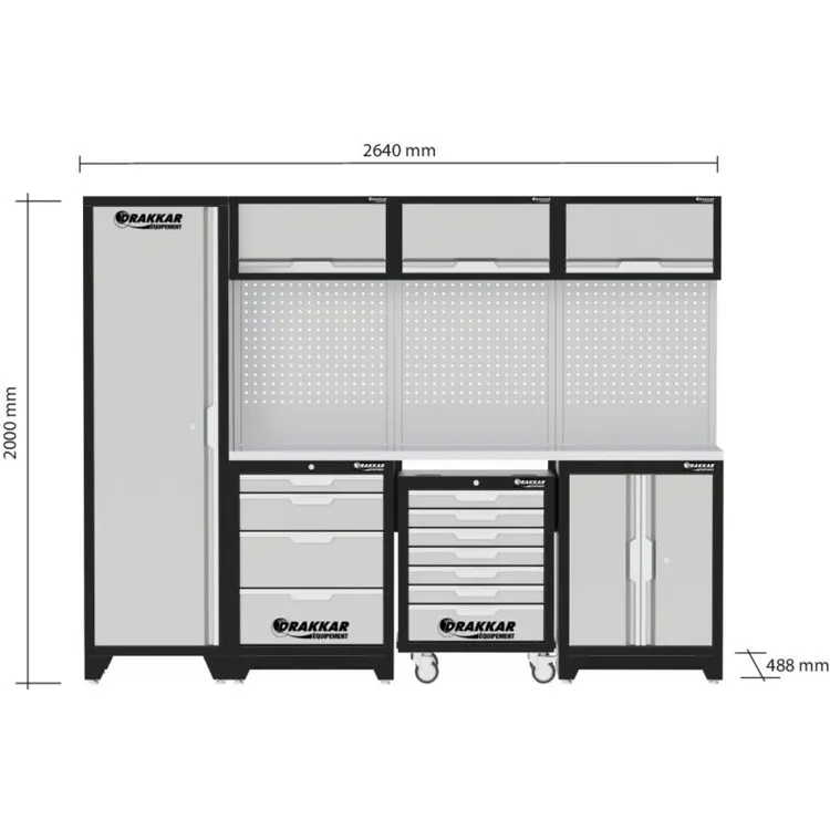 MOBILIÁRIO DE OFICINA 4 ELEMENTOS CARRO DE FERRAMENTAS INOX DRAKKAR