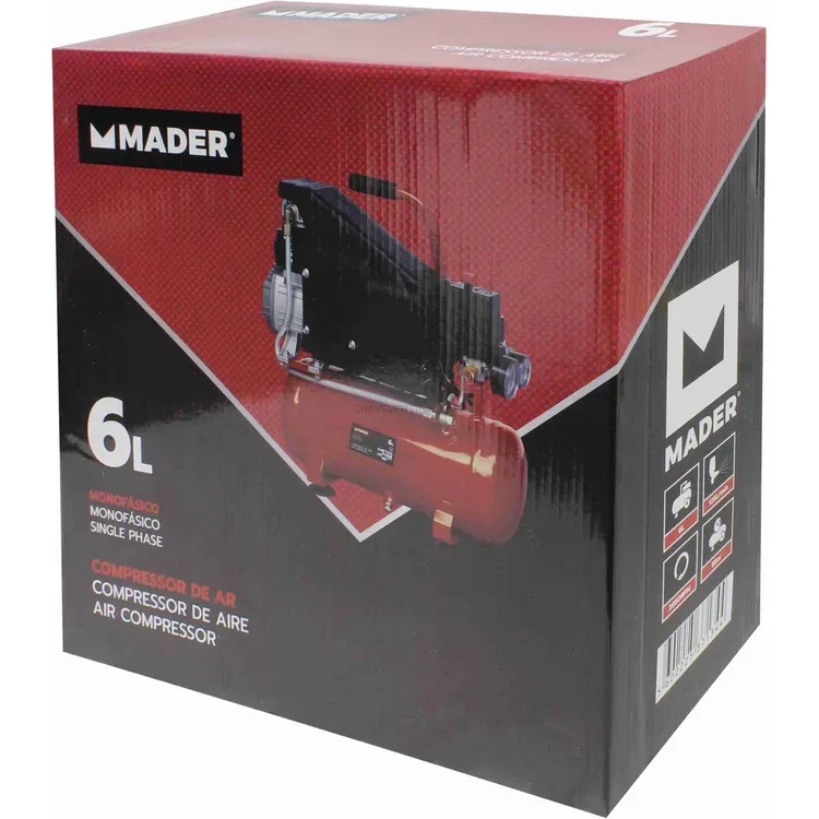Compressor de Ar MADER 1.5HP 6L 8 Bar 230V
