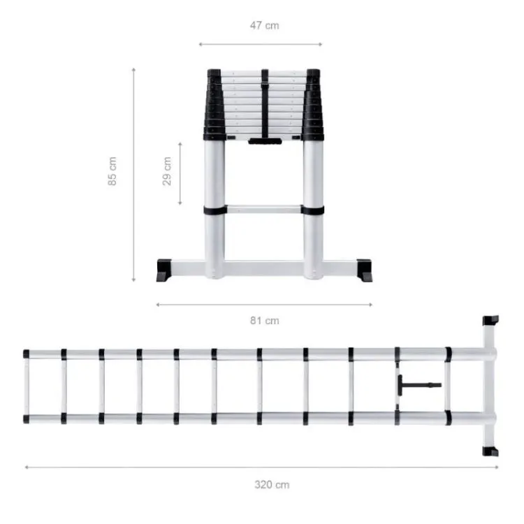 Escada Telescópica WERKU 3.8M 12 Degraus 150kg