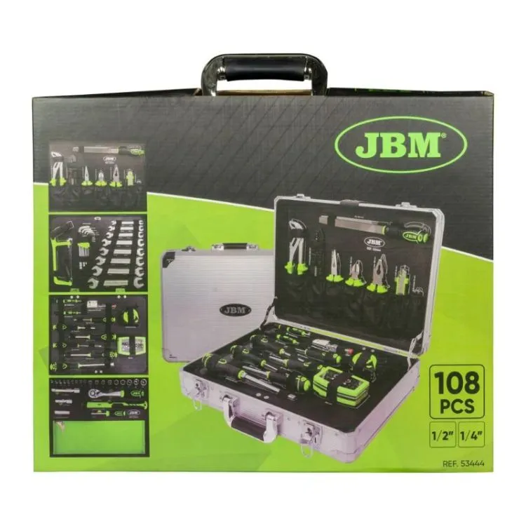 CAIXA DE FERRAMENTAS DE ALUMÍNIO 108PCS 1/2" JBM