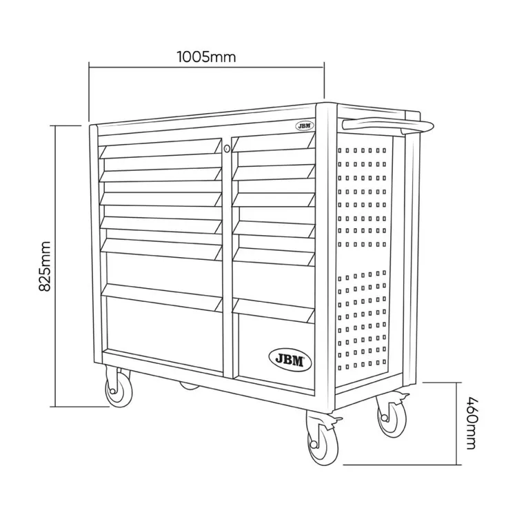 Carro de Ferramentas JBM 12 Gavetas Vazio Verde 1005x460x825mm